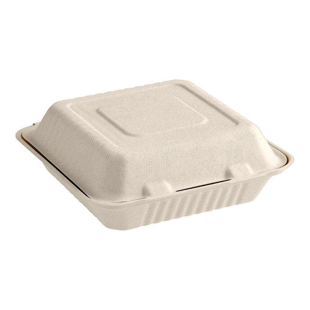EcoChoice 9" x 9" x 3" No PFAS Added Natural Bagasse Blend TakeOut