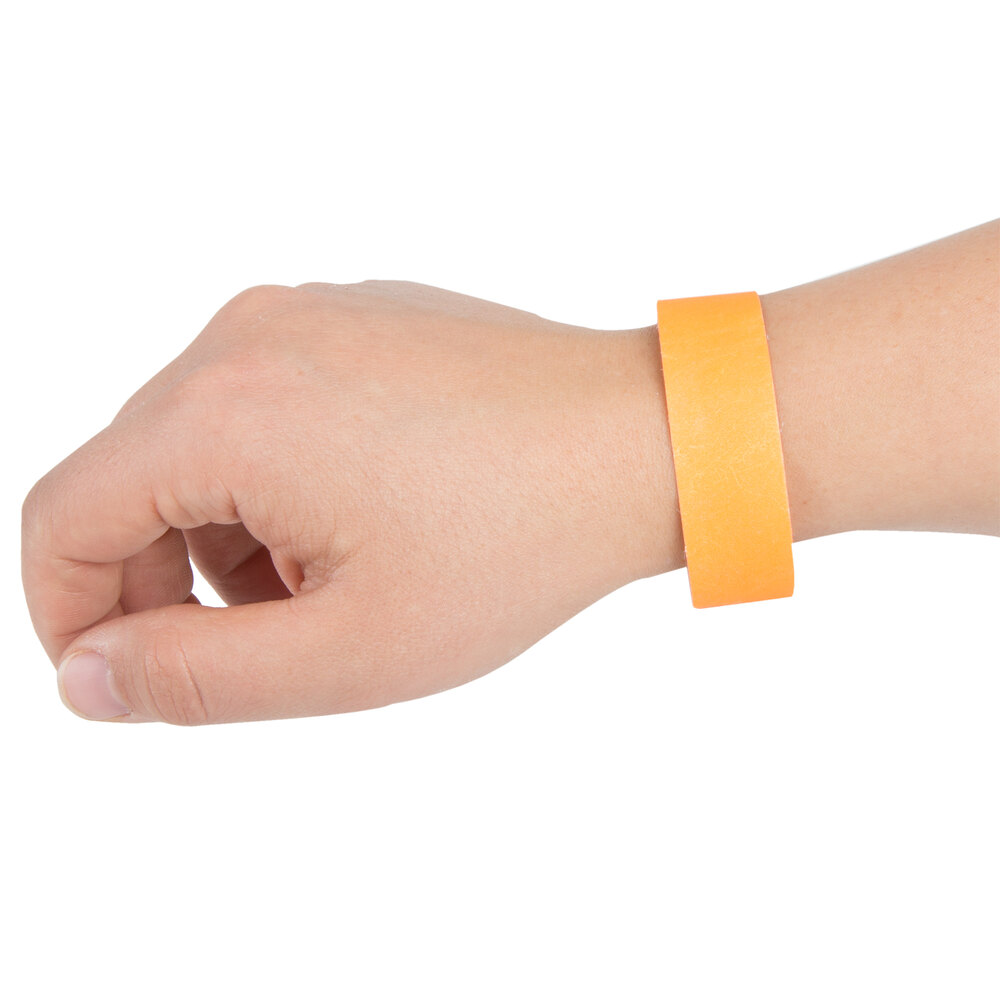 3/4" x 10" Neon Orange Disposable Tyvek Wristband 1000/Box