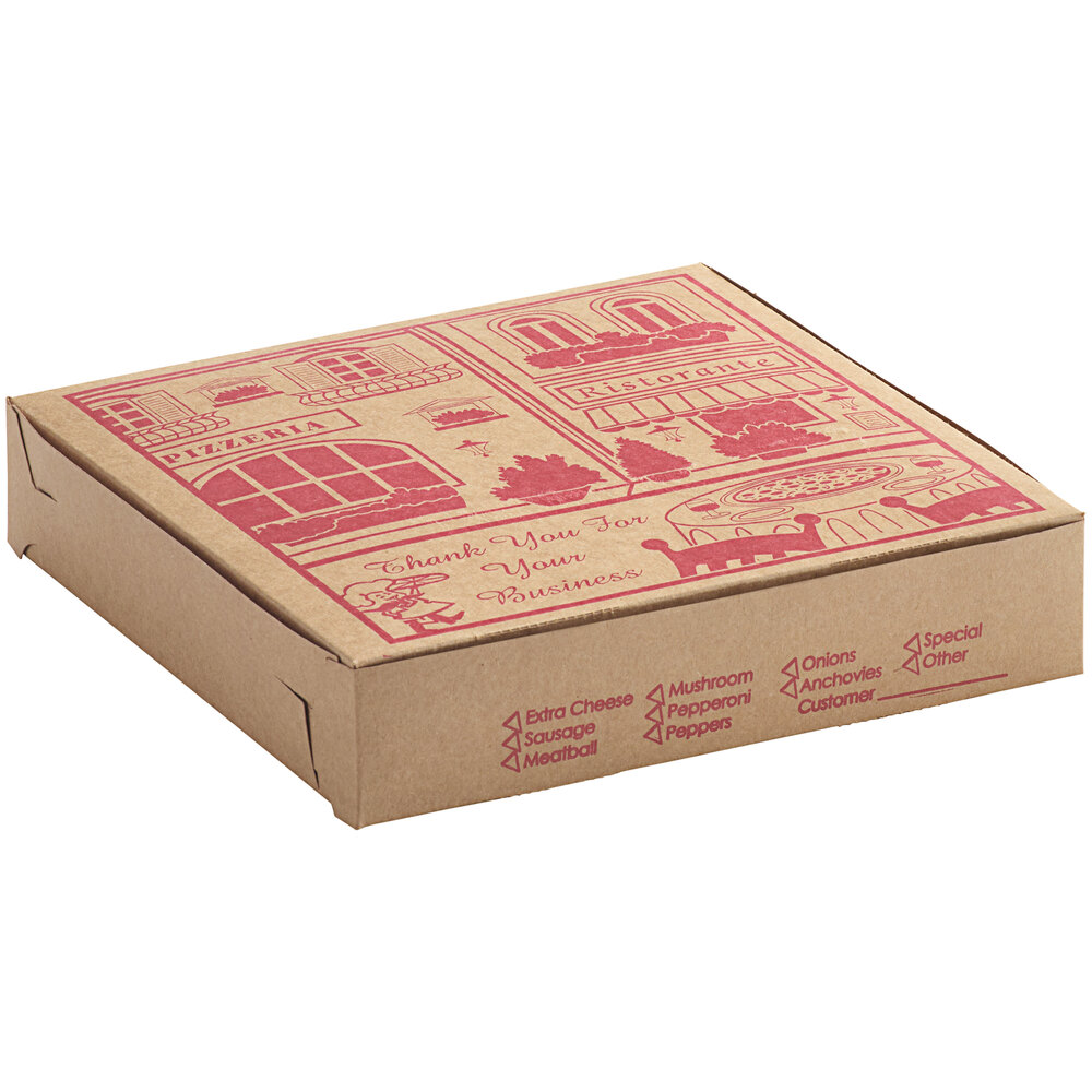 Choice 10" x 10" x 1 1/2" Clay Coated Customizable Kraft Pizza Box