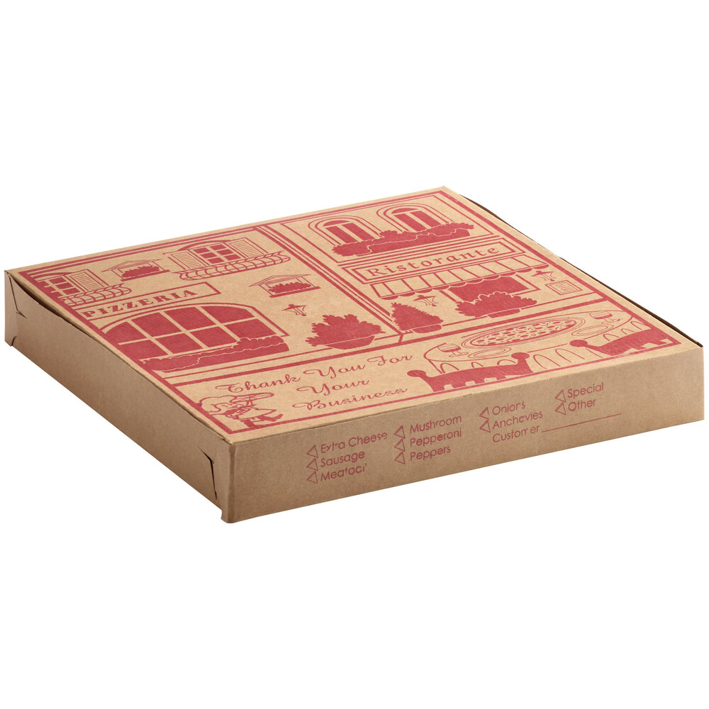Choice 14" x 14" x 2" Clay Coated Customizable Kraft Pizza Box 100/Bundle