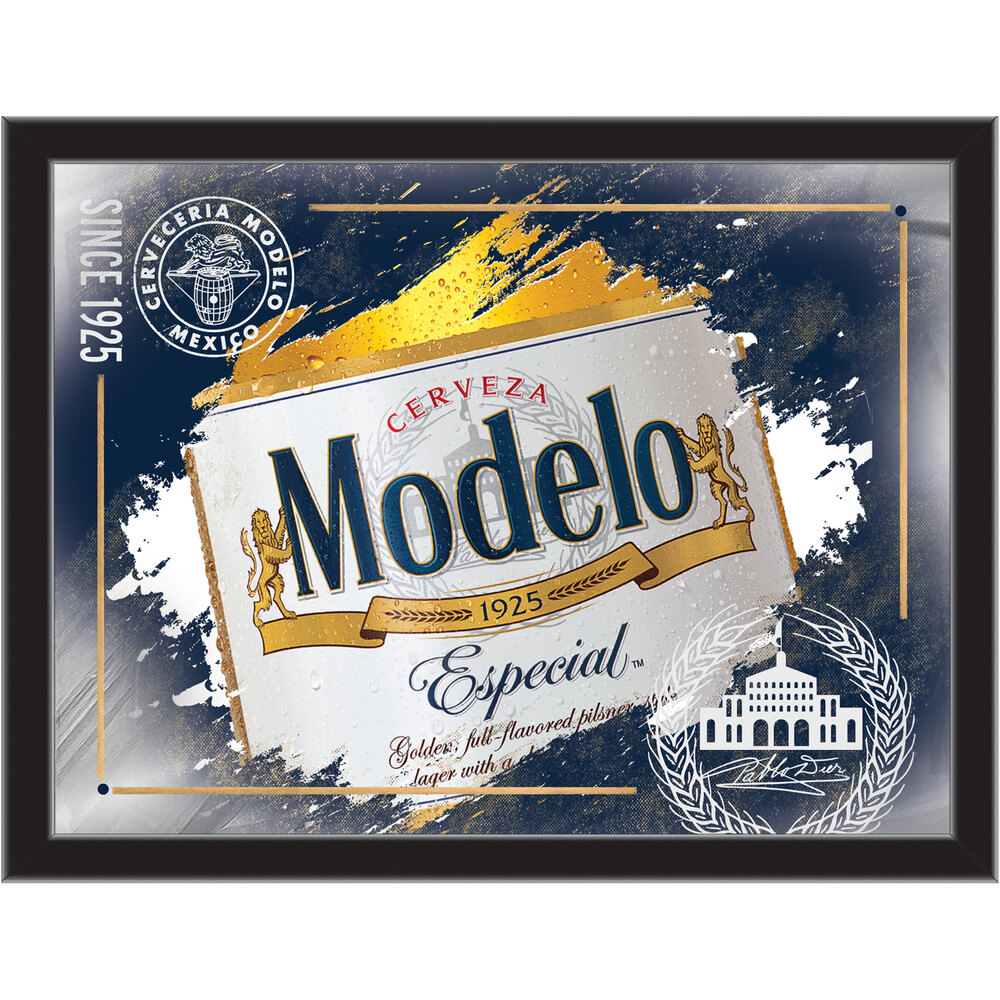 Holland Bar Stool 17" x 22" Modelo White Splash Logo Mirror