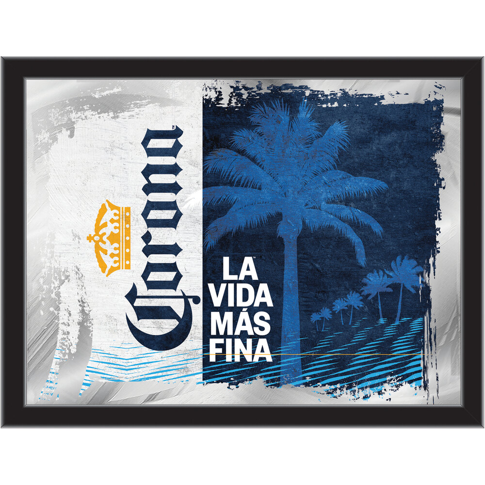 Holland Bar Stool 17" x 22" Corona White Logo with Navy Palm Tree Logo