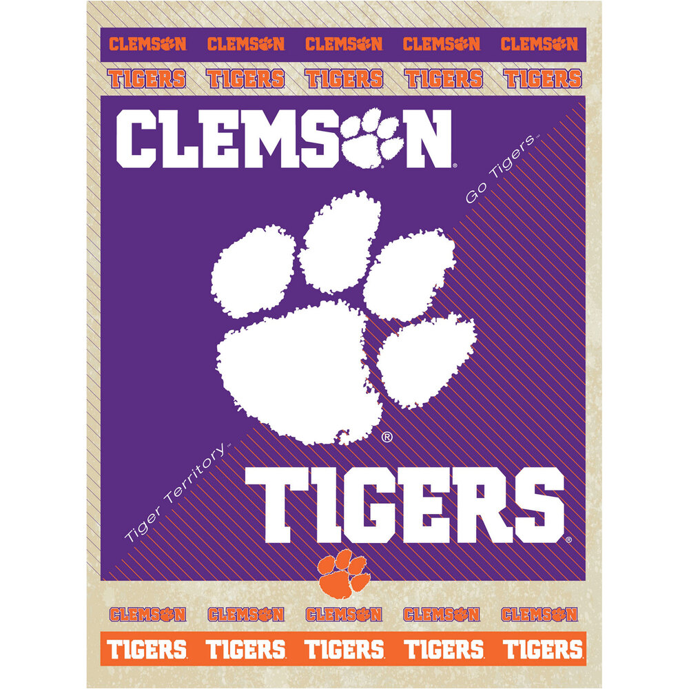Holland Bar Stool 15 X 20 Clemson University Logo Canvas Wall Art