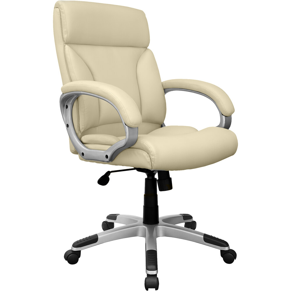 Boss Ivory LeatherPlus Executive Chair with Loop Arms and Casters