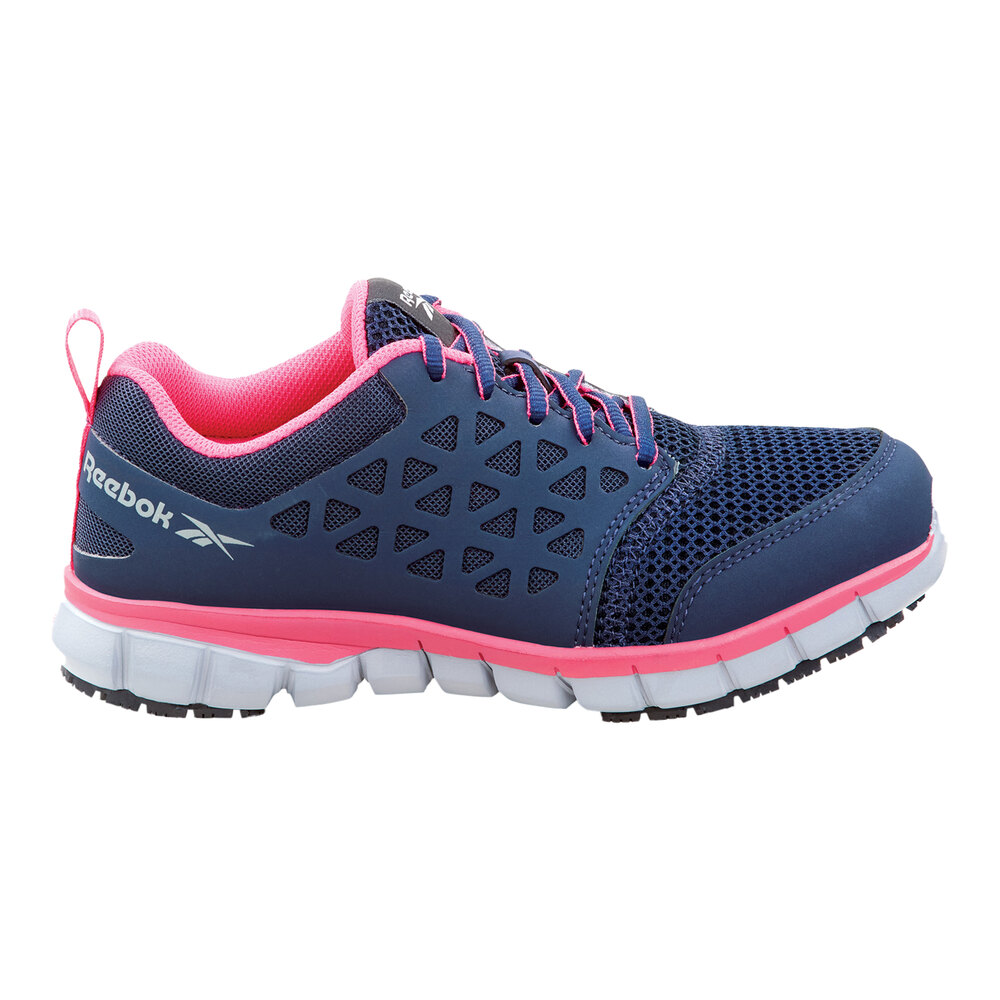 Reebok Work Sublite Women's 7 Medium Width Navy / Pink Soft Toe