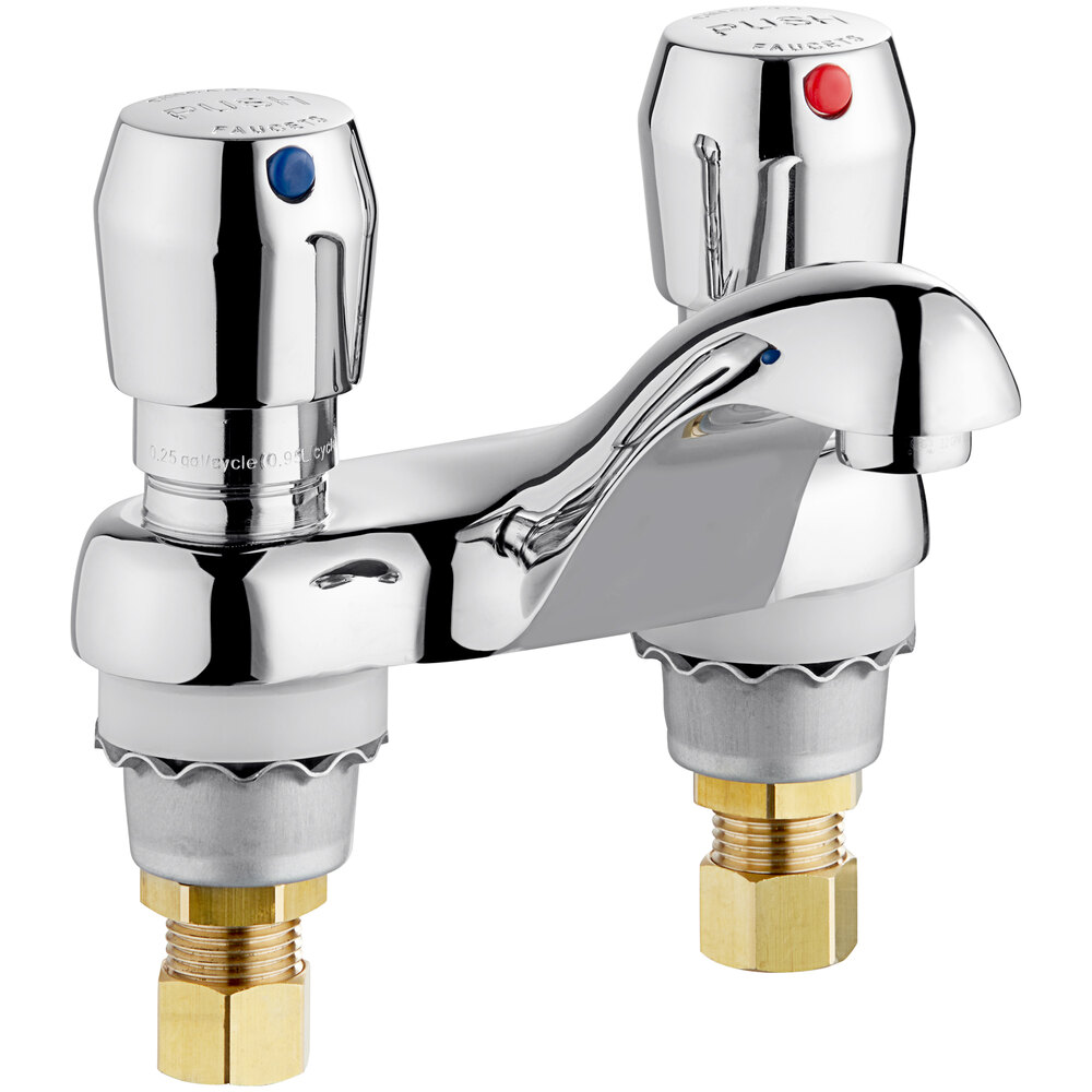 Chicago Faucets 802665ABCP DeckMounted Metering Faucet with 4" Spout and 4" Centers