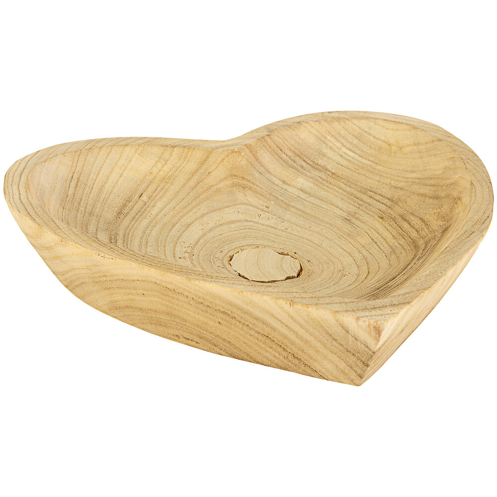 Kalalou HeartShaped Carved Wooden Display Bowl