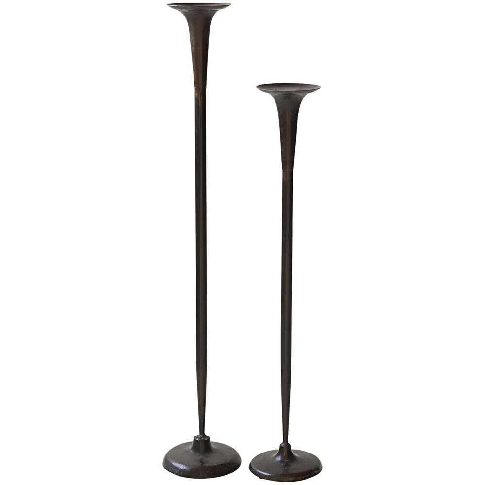 Kalalou 2Piece Metal Pillar Candle Holder with Antique Copper Finish Set