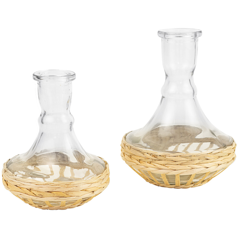 Kalalou 2Piece Flared SeagrassWrapped Glass Bud Vase Set