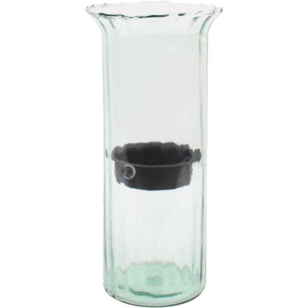Kalalou Large Glass Ribbed Cylindrical Hurricane Candle Holder with