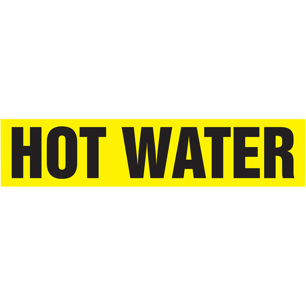 Accuform 2" x 54' Black / Yellow "Hot Water" Adhesive Vinyl Pipe Marker