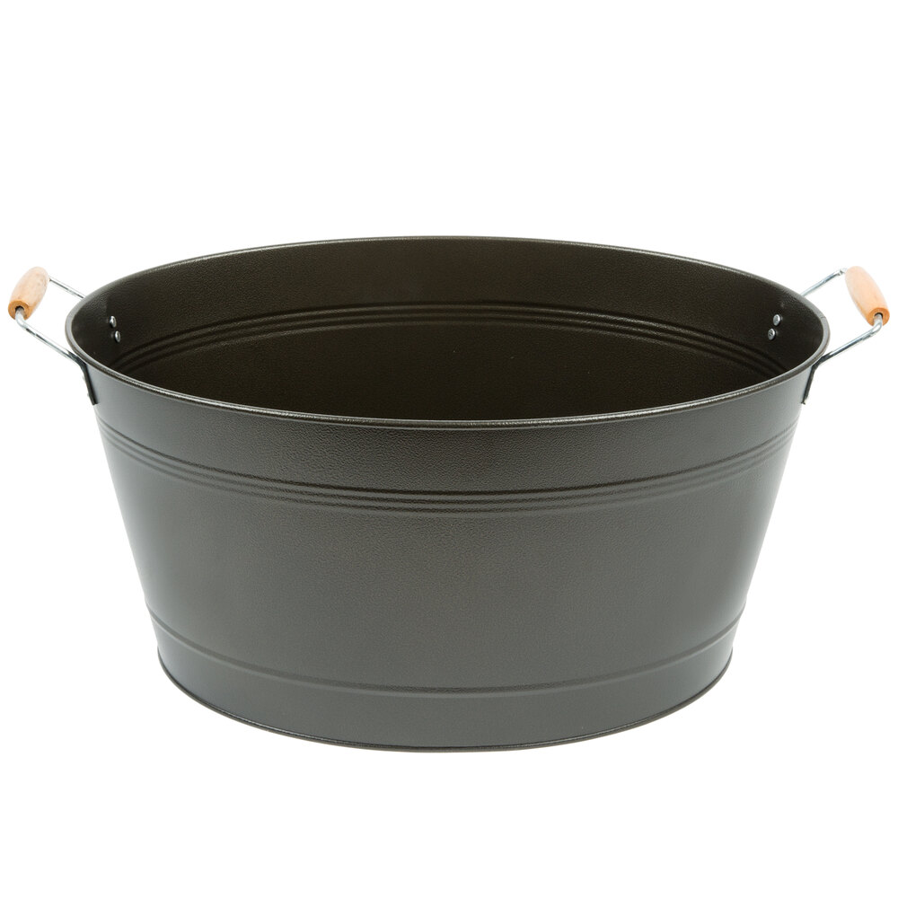 19" x 14" x 9 5/16" Oval Beverage Tub with Wooden Handles