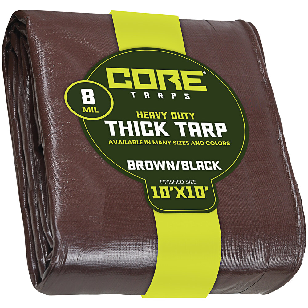 Core Tarps 10' x 10' Brown / Black HeavyDuty Weatherproof 8 Mil Poly
