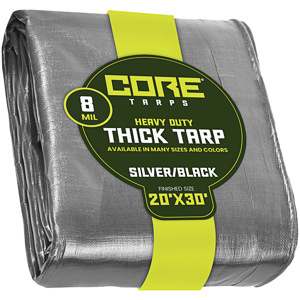 Core Tarps 20' x 30' Silver / Black HeavyDuty Weatherproof 8 Mil Poly