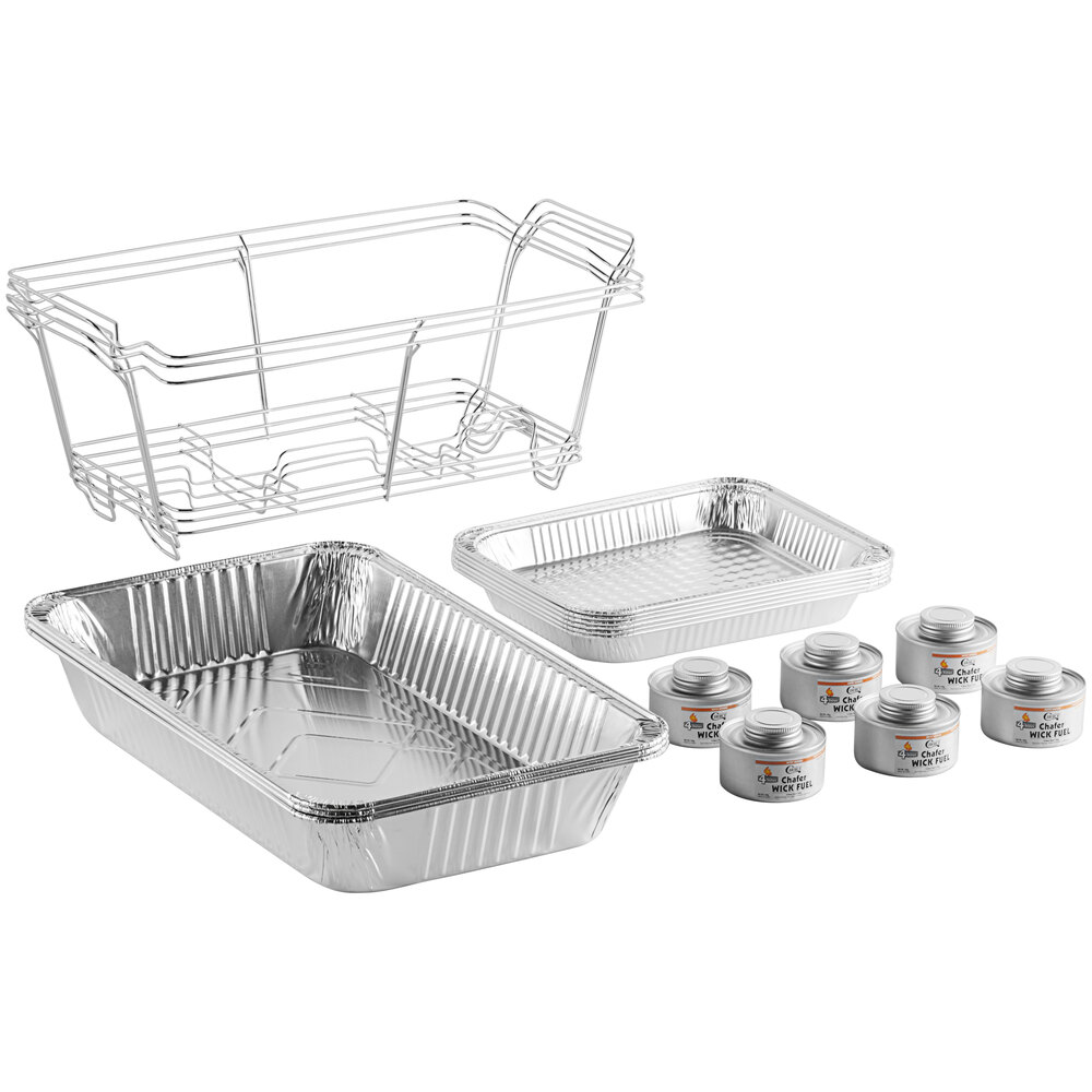 Choice 18 Piece Full Size Disposable Chafer Dish Kit with (3) Wire