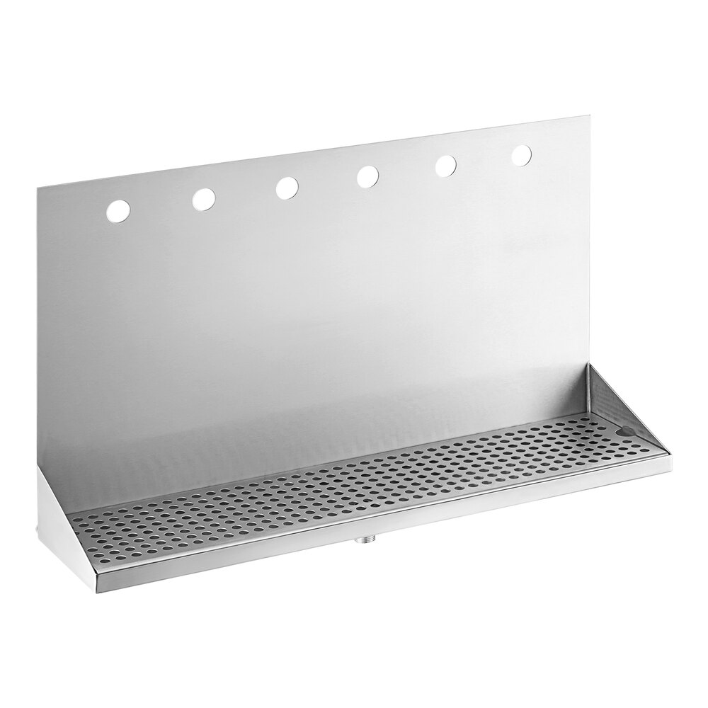 Regency 24 inch x 6 inch x 14 inch Stainless Steel 6 Faucet Wall Mount Beer Drip Tray