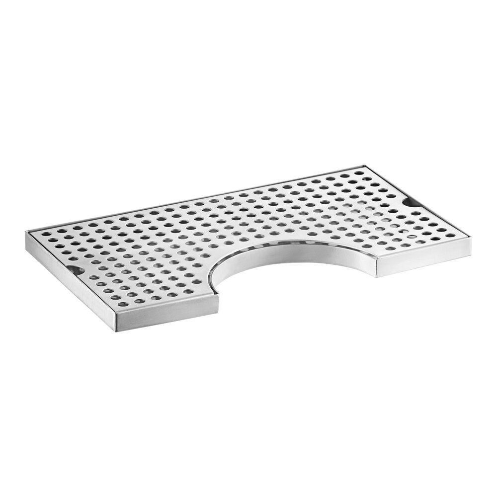 Regency 14 inch x 8 inch Stainless Steel Surface Mount Beer Drip Tray with 3 inch Column Cutout