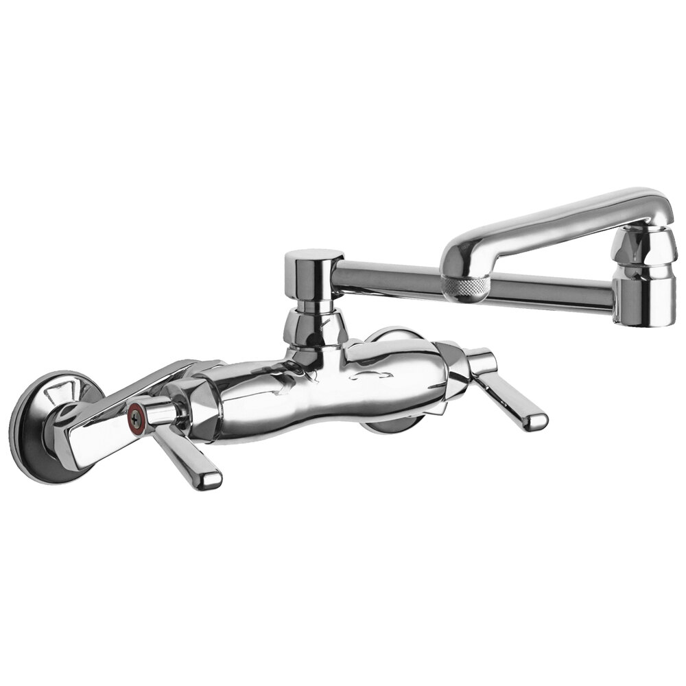Chicago Faucets 445DJ13E1ABCP WallMounted Faucet with Adjustable Centers and 13" Double