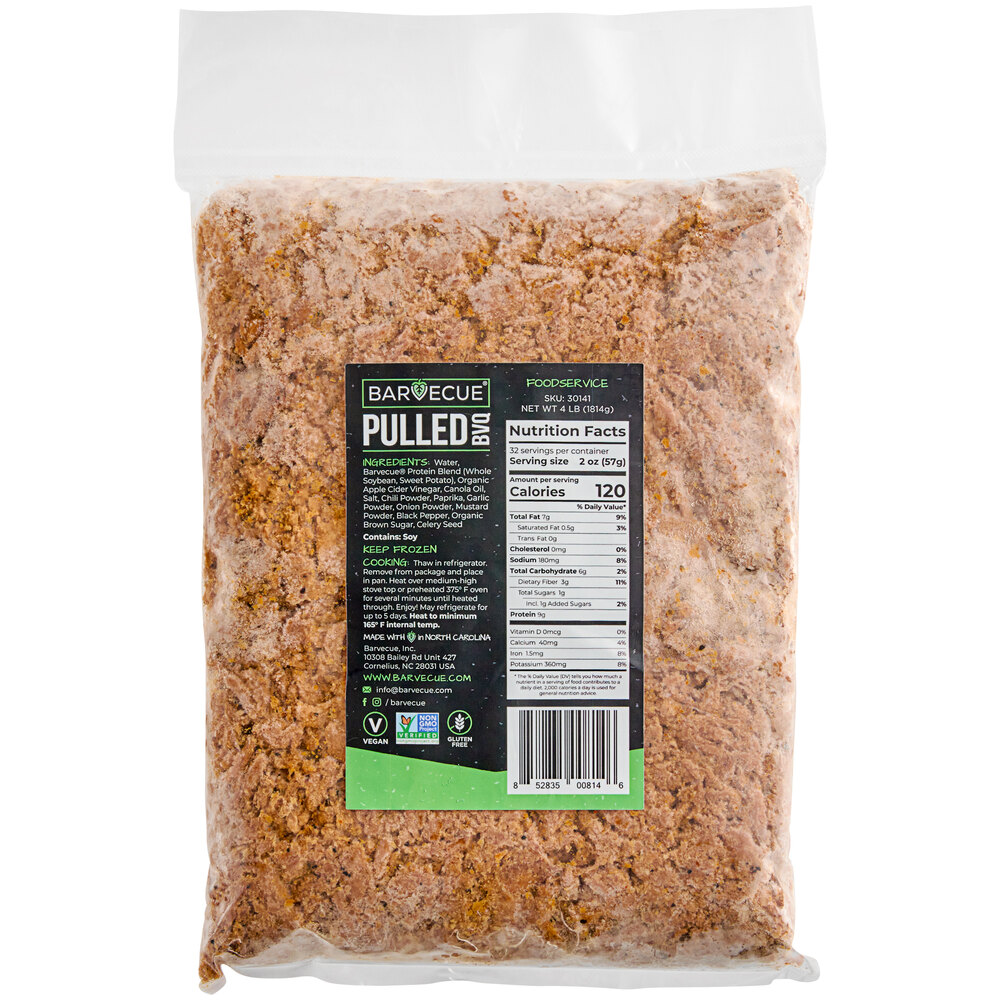 Barvecue PlantBased Vegan WoodSmoked Barbecue Pulled Pork 4 lb. 2/Case