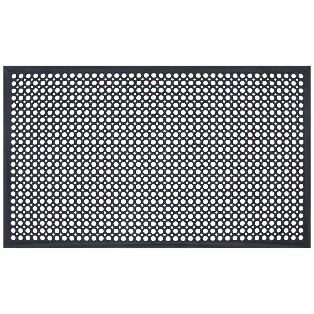 Durable 421S35BK 3' x 5' Black Rubber Workstation Edge AntiFatigue Mat