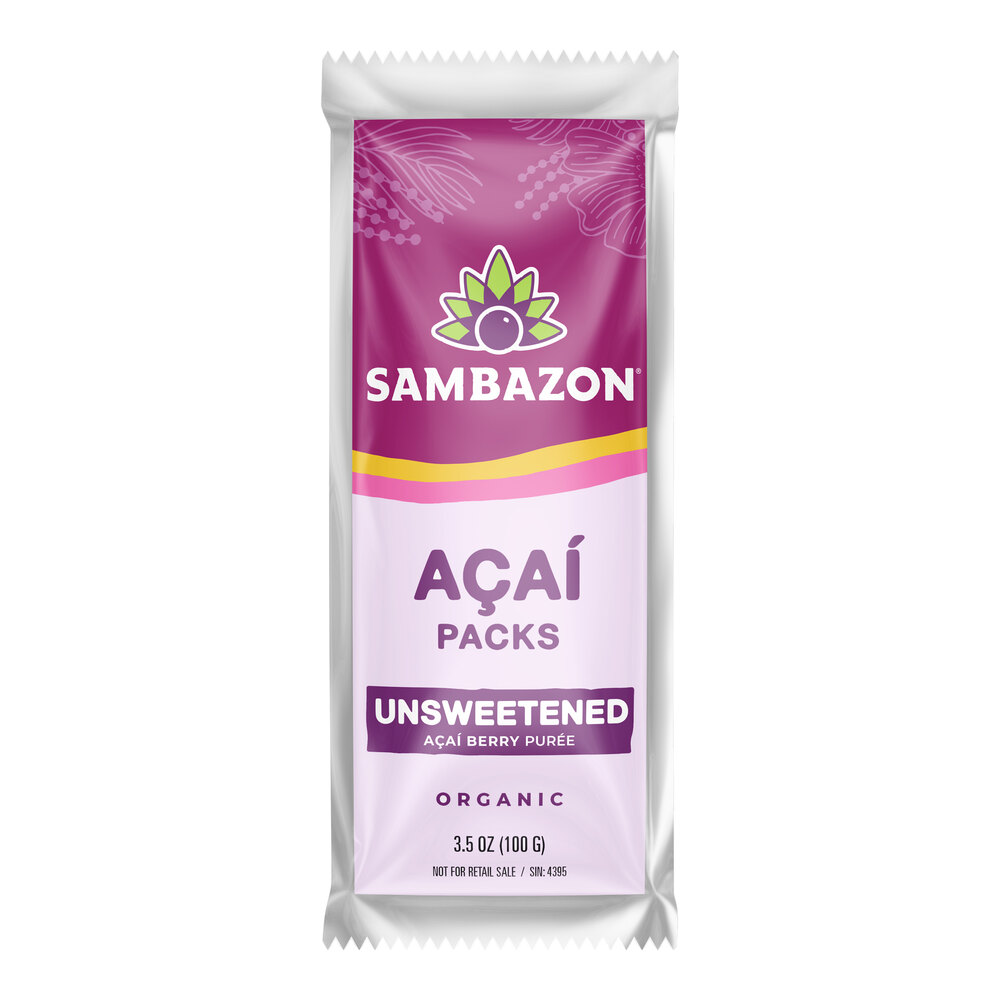 Sambazon Unsweetened Organic Acai 3.5 oz. Pack - 80/Case