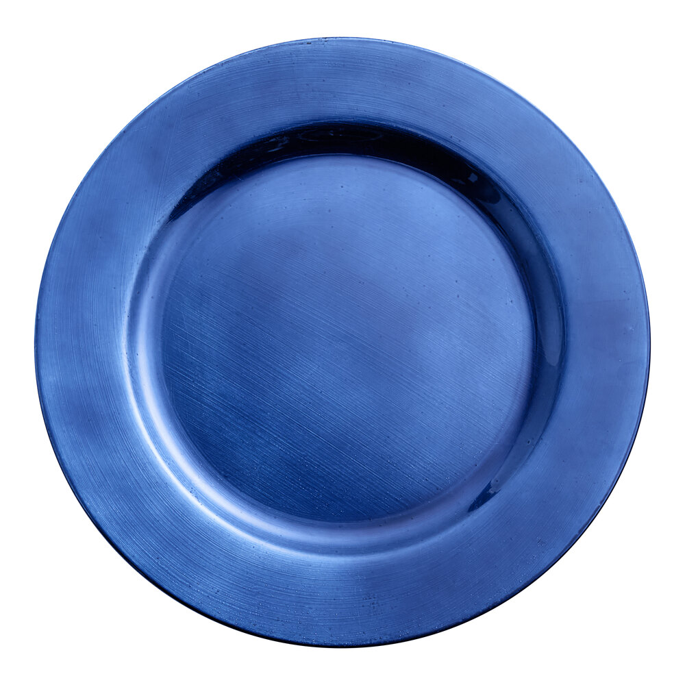 Choice 13" Round Royal Blue Smooth Rim Plastic Charger Plate 12/Case