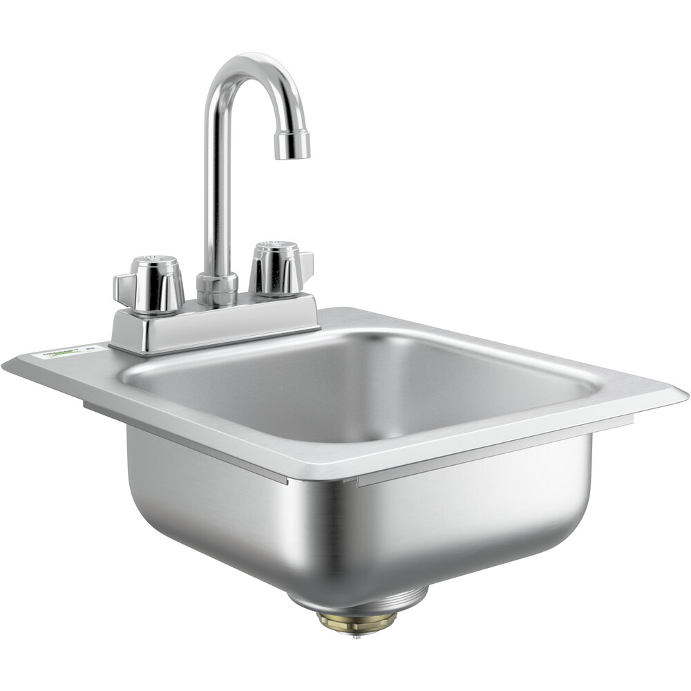 A Regency stainless steel drop-in sink with a faucet.