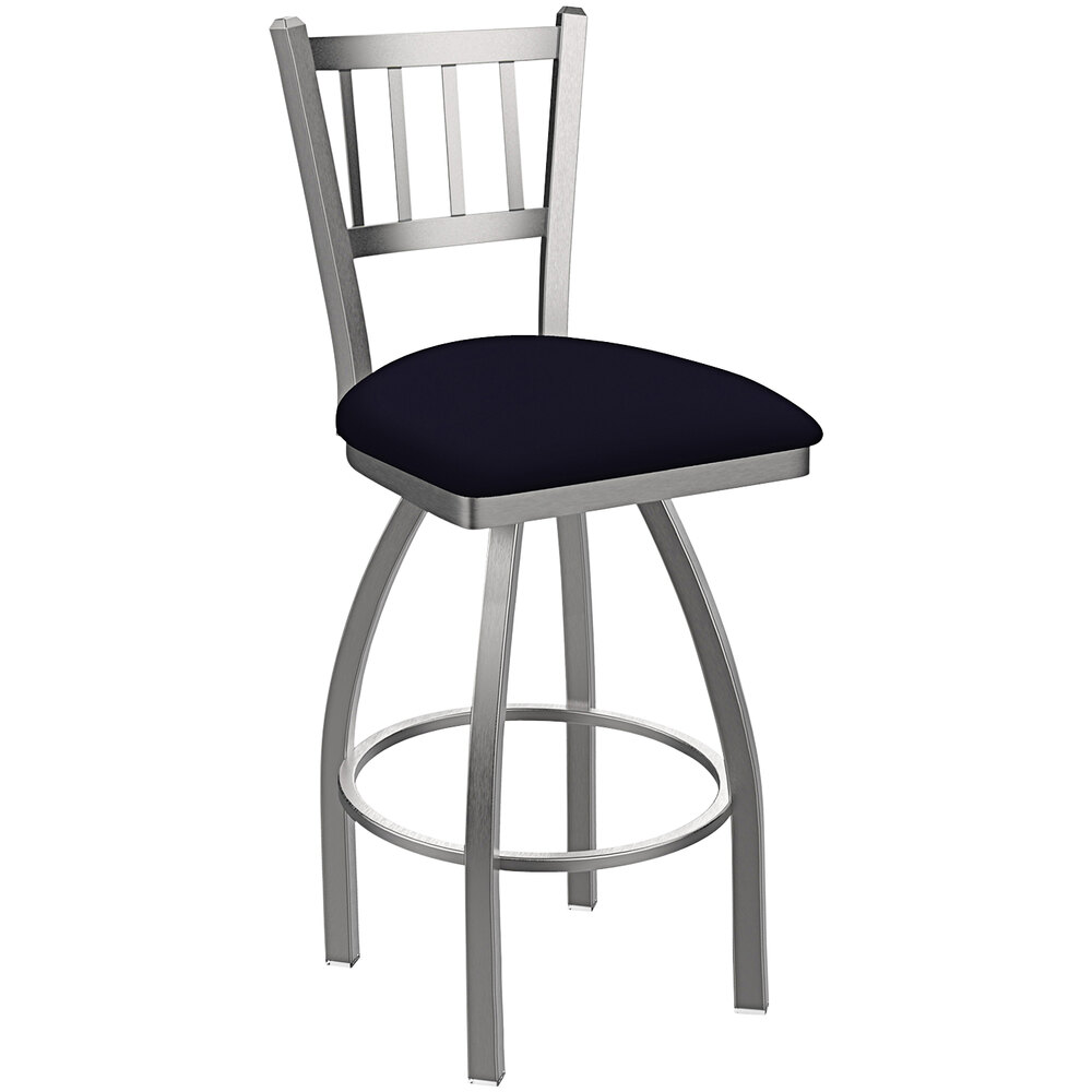 Holland Bar Stool Slat Back Swivel Stainless Steel Outdoor Extra Tall