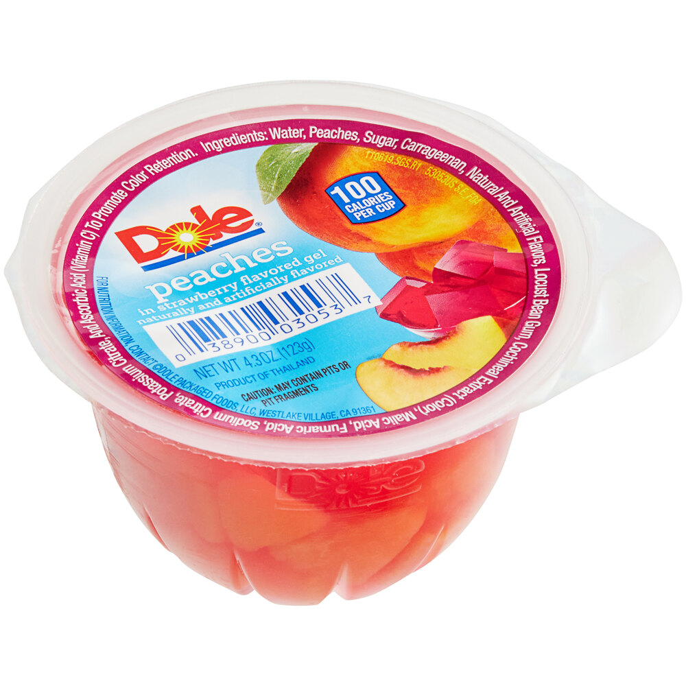 Dole Peaches in Strawberry Flavored Gel 4.3 oz. Cup 36/Case