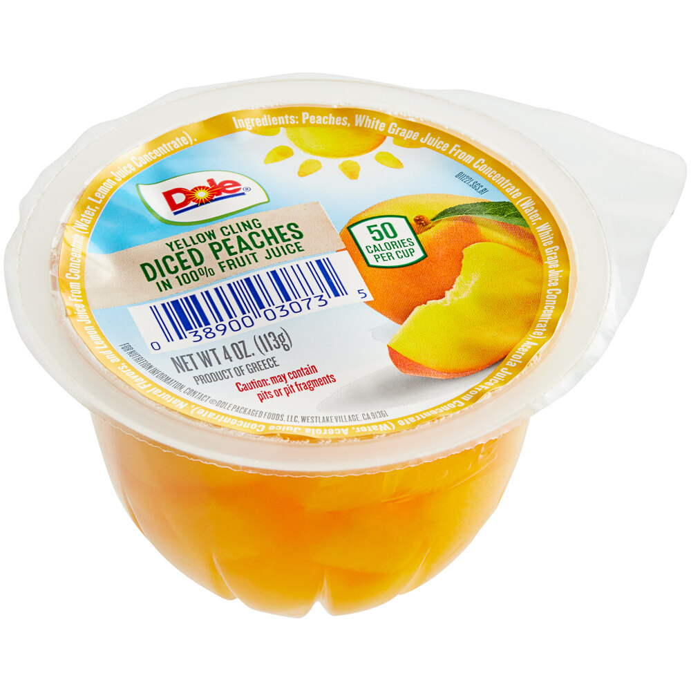 Dole Diced Peaches in Juice 4 oz. Cup 36/Case