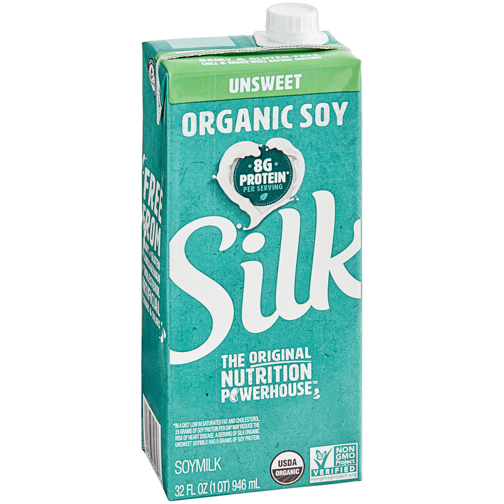 Silk Organic Unsweetened Soy Milk 32 fl. oz. - 6/Case