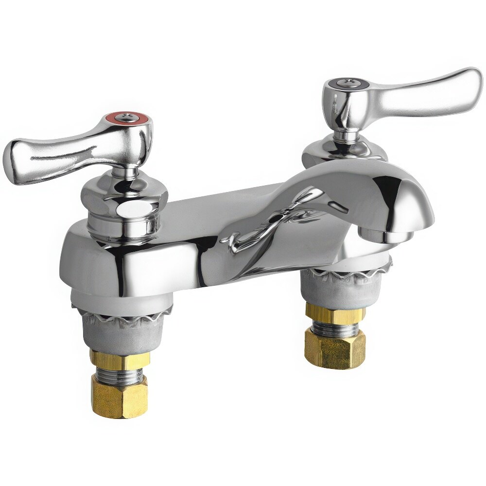 Chicago Faucets 802-ABCP Deck-Mounted Faucet with 4&quot; Fixed Centers and Quat