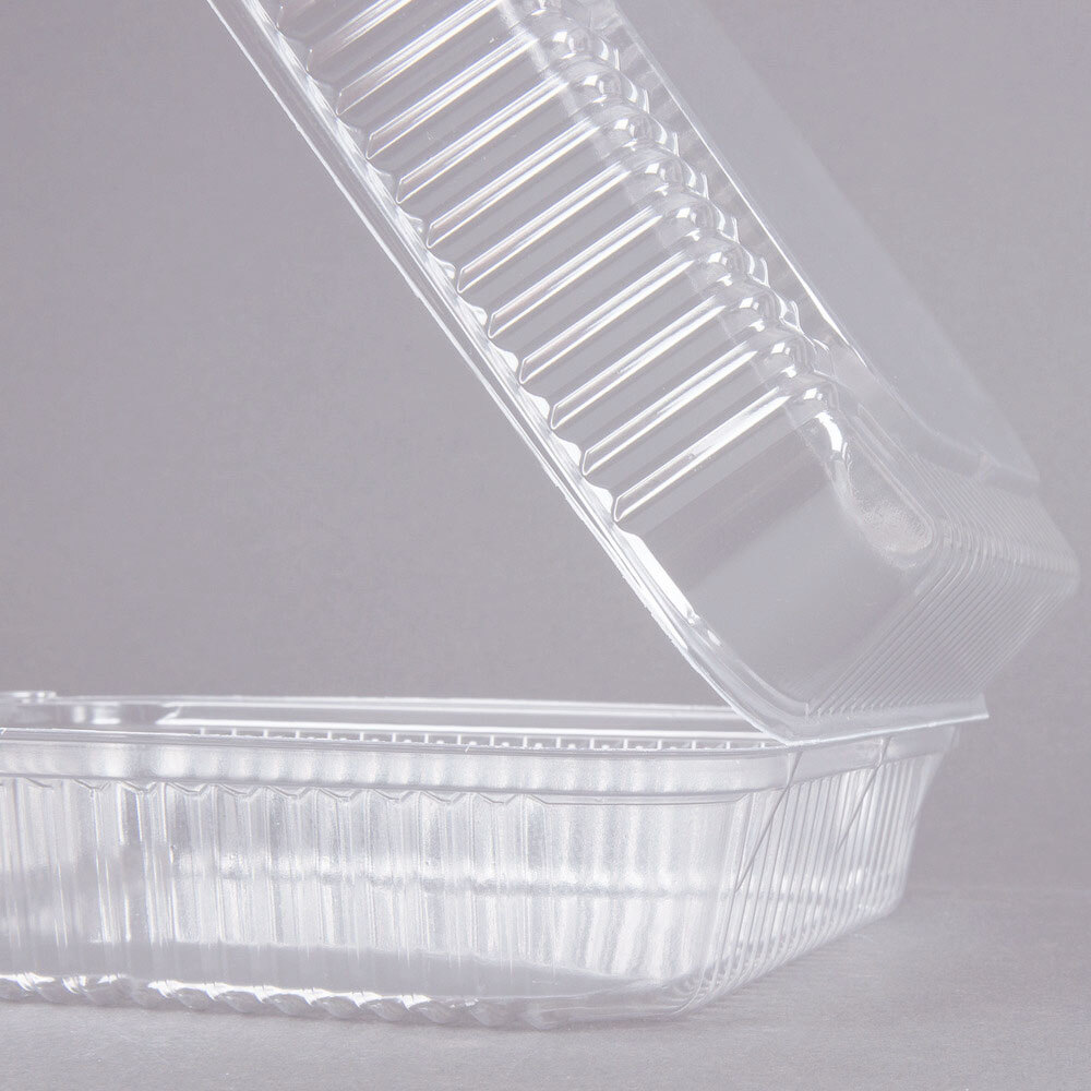 Durable Packaging PXT900 9" x 9" x 3" Clear Hinged Lid Plastic