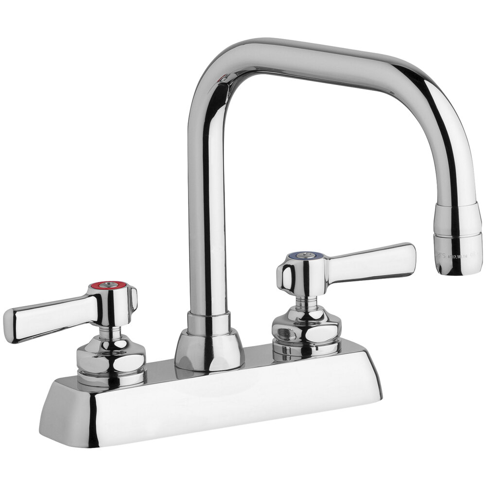 Chicago Faucets W4DDB6AE35369AB DeckMounted Faucet with 4" Fixed Centers, 6 1/4" Rigid