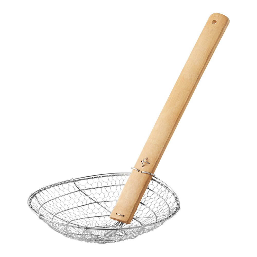 Schiumarola In Acciaio Inox Con Manico In Bambù 25,4 Cm - Utensile Da Cucina Professionale - 5
