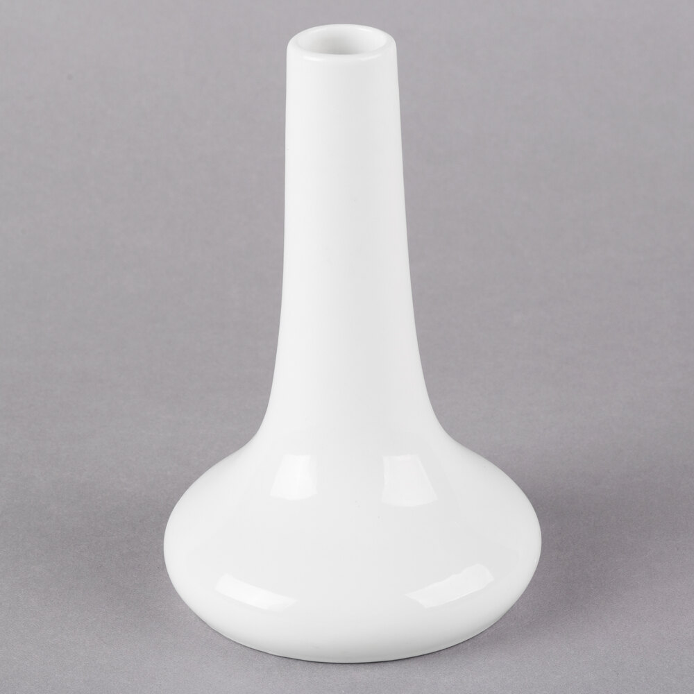3 1/2" x 5 1/2" European White Porcelain Bud Vase 36/Case