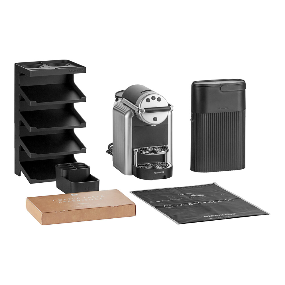 Nespresso Professional Coffee Maker Starter Bundle, Zenius Professional  Coffee Machine, Presentation Box for Nespresso Capsules,Black and Silver