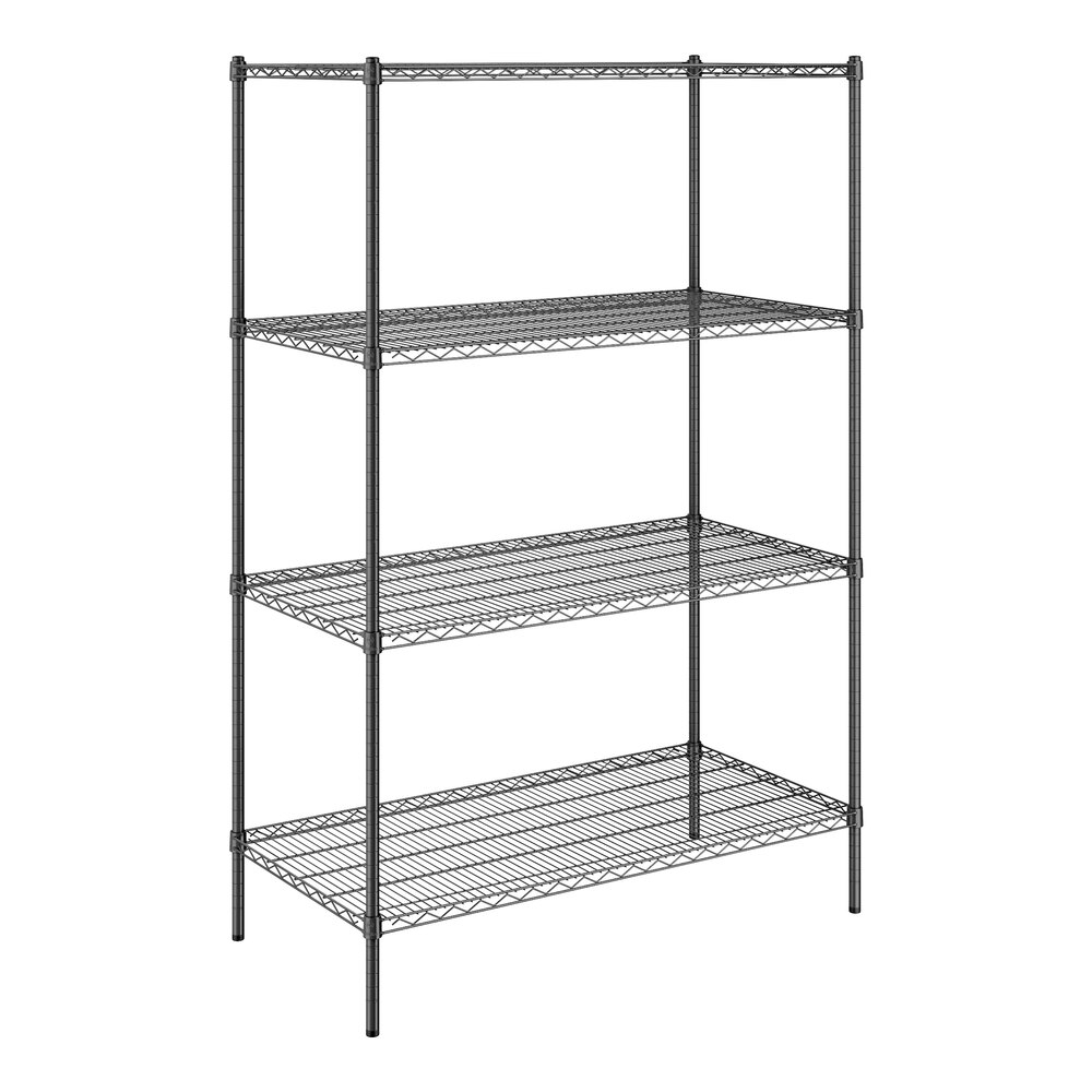 Steelton 24" x 48" NSF Black Epoxy 4Shelf Kit with 72" Posts