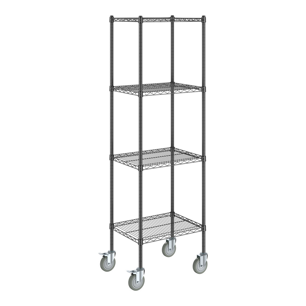 Steelton 18" x 24" NSF Black Epoxy 4Shelf Kit with 72" Posts and Casters