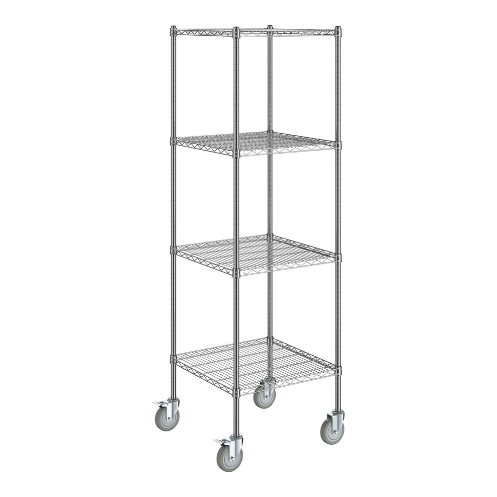Steelton 24" x 24" NSF Chrome 4Shelf Kit with 72" Posts and Casters