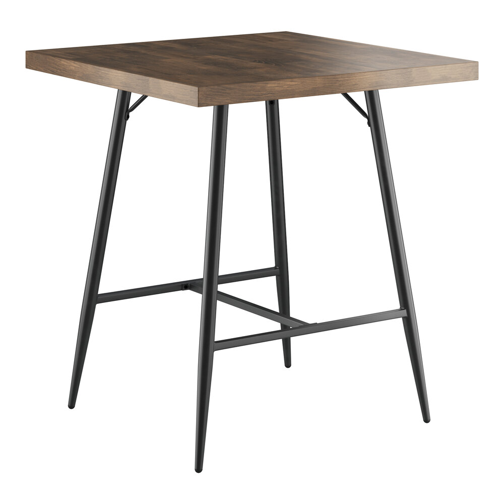 Lancaster Table & Seating MidCentury 36" x 36" Bar Height Butcher Block Table with Espresso Finish
