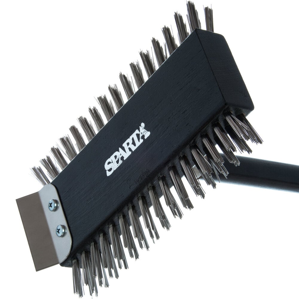 Carlisle 36372500 Sparta Oven and Grill Brush with 30 Wooden Handle and  Scraper