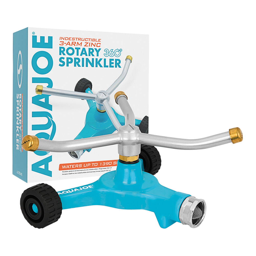 Aqua Joe AJ-TRSWB Indestructible 3-Arm Zinc 360 Degree Sprinkler
