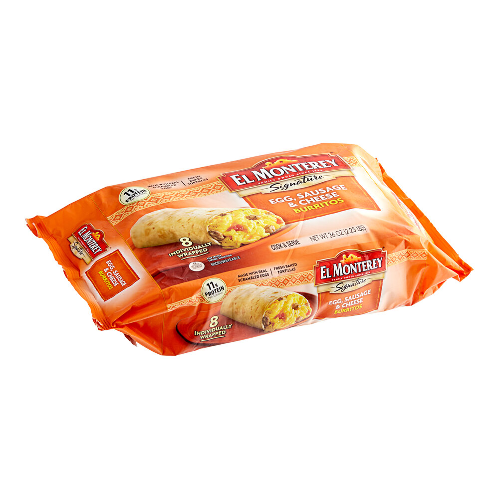 El Monterey 4.5 oz. Egg, Sausage, and Cheese Breakfast Burrito 48/Case
