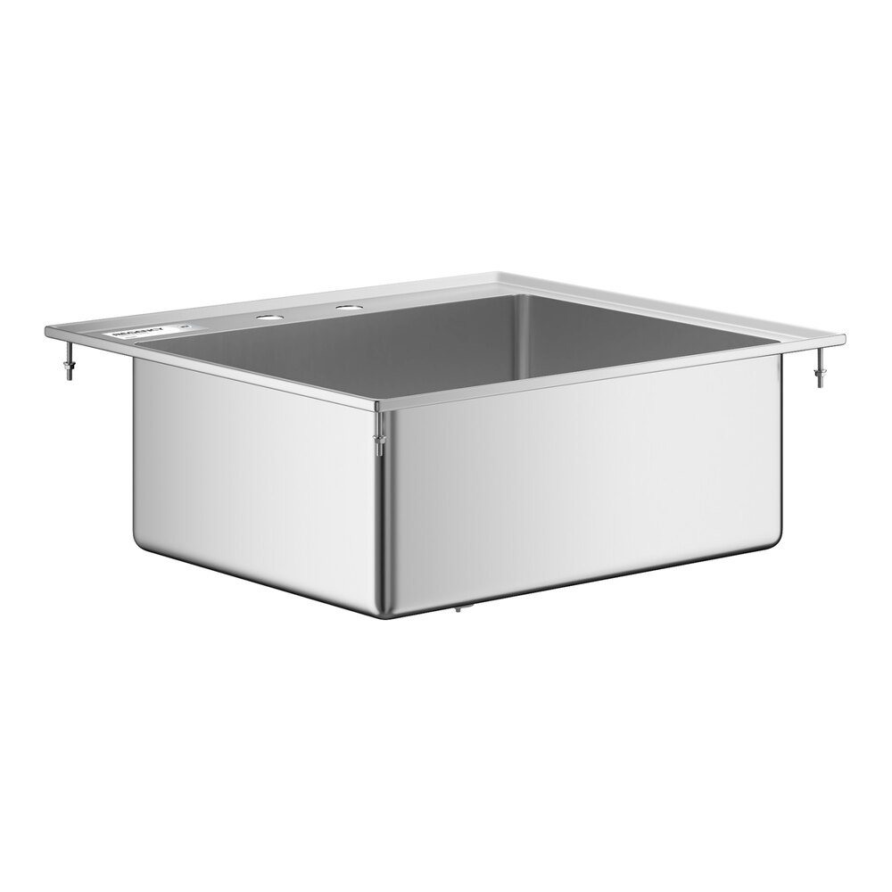 A rectangular stainless steel sink with a deep basin and a flat rim, designed for drop-in installation.