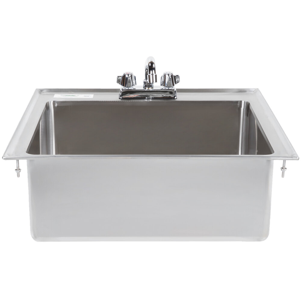 Regency 20 inch x 16 inch x 8 inch 16-Gauge Stainless Steel One Compartment Drop-In Sink with 8 inch Faucet