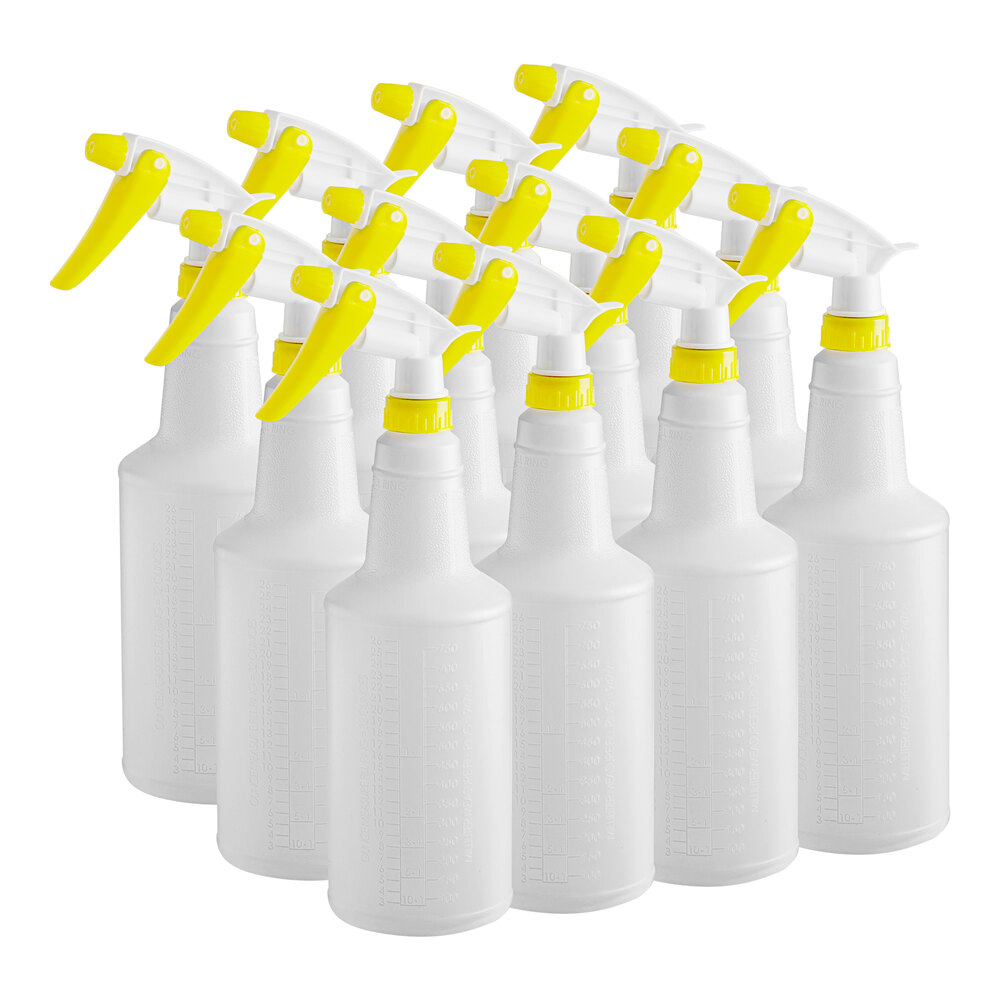 Lavex 32 oz. Yellow Plastic Bottle / Sprayer 12/Pack
