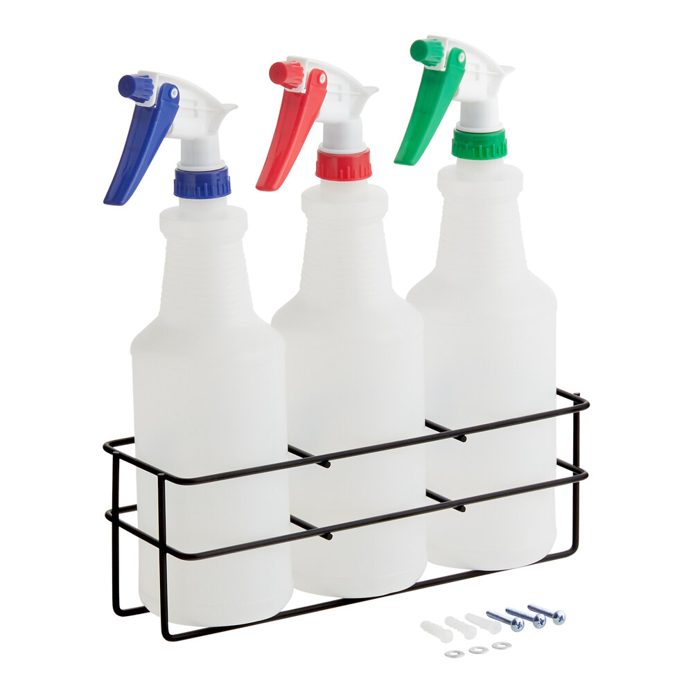Lavex WallMount Spray Bottle Holder with (3) 32 oz