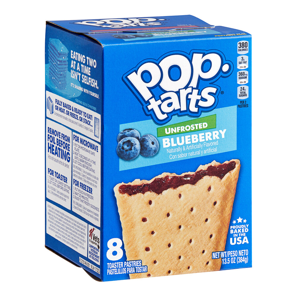 PopTarts Unfrosted Blueberry Toaster Pastry 2Pack 48/Case