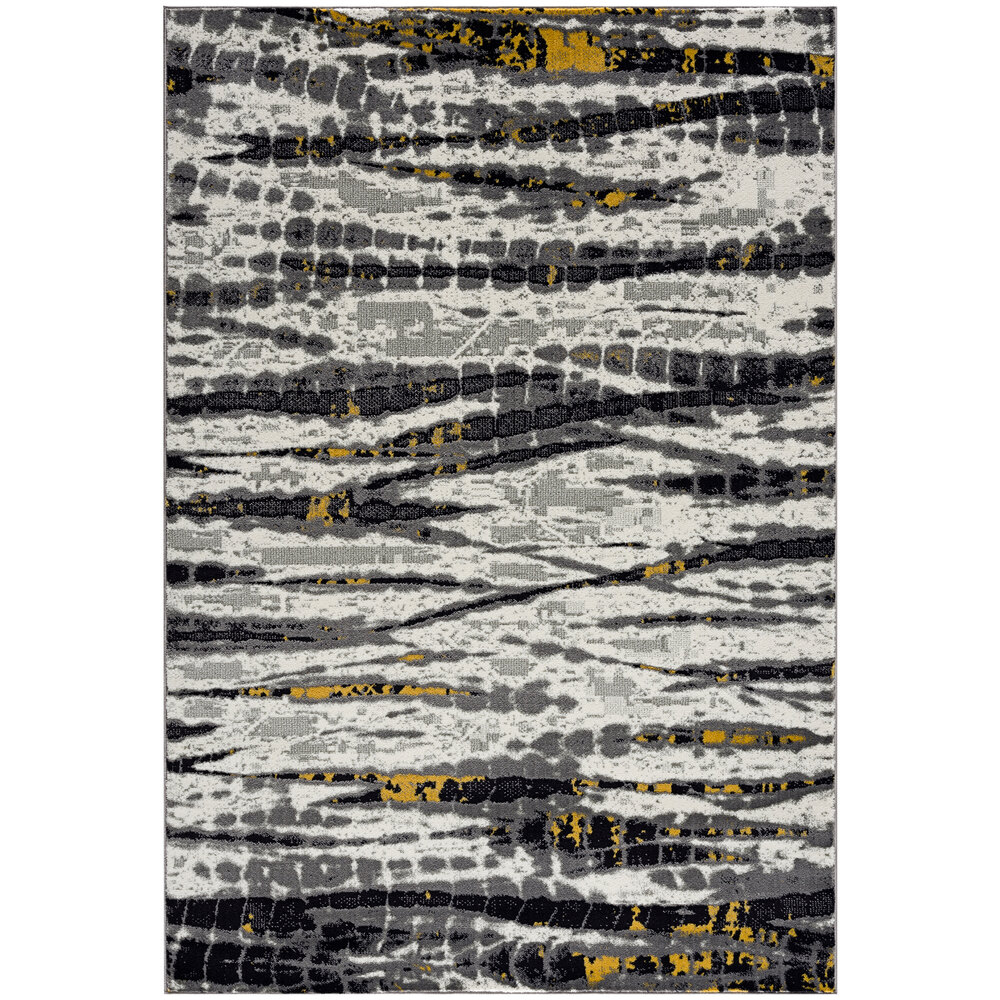 Abani Arto Collection Yellow / Gray Distressed Contemporary Area Rug